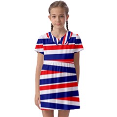 Red-white-blue-patriotic-ribbons Kids  Asymmetric Collar Dress by Ravend