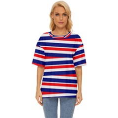 Red-white-blue-patriotic-ribbons Oversized Basic T-shirt by Ravend