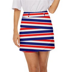 Red-white-blue-patriotic-ribbons Mini Front Wrap Skirt by Ravend