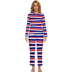 Red-white-blue-patriotic-ribbons Womens  Long Sleeve Lightweight Pajamas Set by Ravend