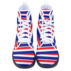 Red-white-blue-patriotic-ribbons Men s High-top Canvas Sneakers by Ravend