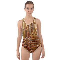 Tuba Valves Pipe Shiny Instrument Music Cut-out Back One Piece Swimsuit by Ravend