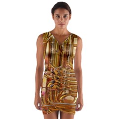 Tuba Valves Pipe Shiny Instrument Music Wrap Front Bodycon Dress by Ravend