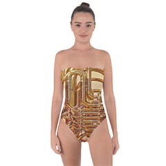 Tuba Valves Pipe Shiny Instrument Music Tie Back One Piece Swimsuit by Ravend