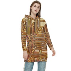 Tuba Valves Pipe Shiny Instrument Music Women s Long Oversized Pullover Hoodie