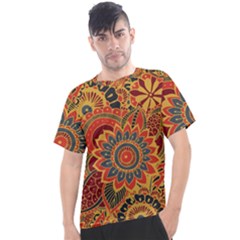 Bright Seamless Pattern With Paisley Mehndi Elements Hand Drawn Wallpaper With Floral Traditional In Men s Sport Top by Ket1n9