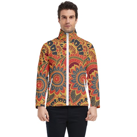 Bright Seamless Pattern With Paisley Mehndi Elements Hand Drawn Wallpaper With Floral Traditional In Men s Bomber Jacket by Ket1n9