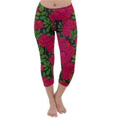 Seamless Pattern With Colorful Bush Roses Capri Winter Leggings  by Ket1n9