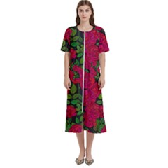 Seamless Pattern With Colorful Bush Roses Women s Cotton Short Sleeve Nightgown by Ket1n9