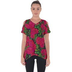 Seamless Pattern With Colorful Bush Roses Cut Out Side Drop T-shirt by Ket1n9