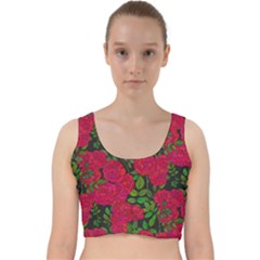 Seamless Pattern With Colorful Bush Roses Velvet Racer Back Crop Top by Ket1n9