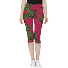 Seamless Pattern With Colorful Bush Roses Inside Out Lightweight Velour Capri Leggings  by Ket1n9