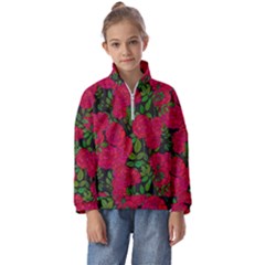 Seamless Pattern With Colorful Bush Roses Kids  Half Zip Hoodie by Ket1n9