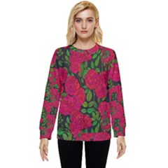 Seamless Pattern With Colorful Bush Roses Hidden Pocket Sweatshirt