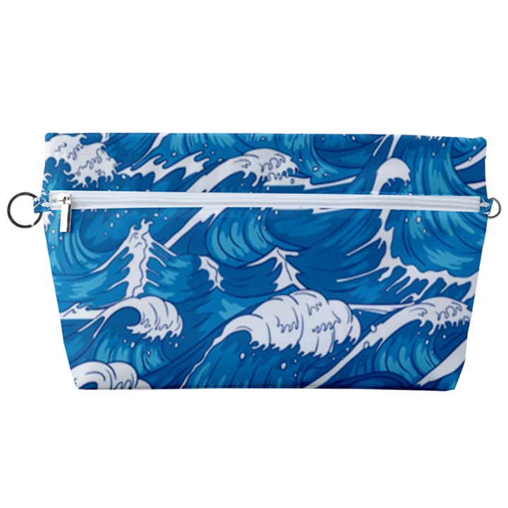 Storm Waves Seamless Pattern Raging Ocean Water Sea Wave Vintage Japanese Storms Print Illustration Handbag Organizer