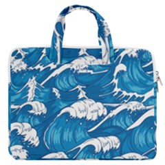 Storm Waves Seamless Pattern Raging Ocean Water Sea Wave Vintage Japanese Storms Print Illustration Macbook Pro 13  Double Pocket Laptop Bag by Ket1n9