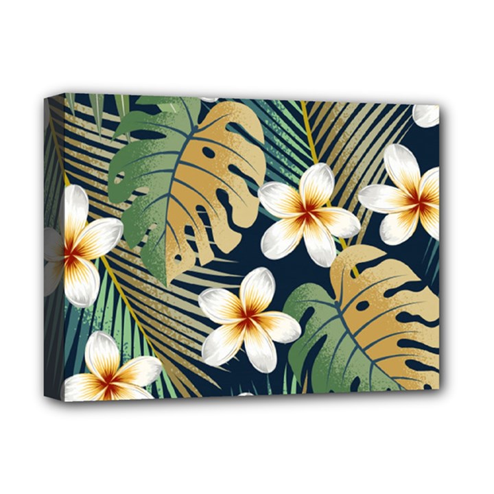 Seamless Pattern With Tropical Strelitzia Flowers Leaves Exotic Background Deluxe Canvas 16  x 12  (Stretched) 