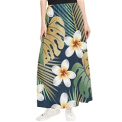 Seamless Pattern With Tropical Strelitzia Flowers Leaves Exotic Background Maxi Chiffon Skirt by Ket1n9