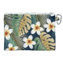 Seamless Pattern With Tropical Strelitzia Flowers Leaves Exotic Background Canvas Cosmetic Bag (XL) View2