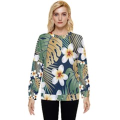 Seamless Pattern With Tropical Strelitzia Flowers Leaves Exotic Background Hidden Pocket Sweatshirt