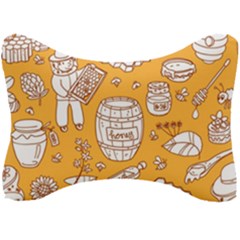 Vector-honey-element-doodle-seamless-pattern-with-beehive-beeke Seat Head Rest Cushion by Ket1n9