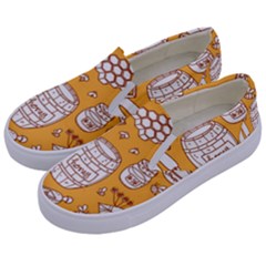 Vector-honey-element-doodle-seamless-pattern-with-beehive-beeke Kids  Canvas Slip Ons by Ket1n9