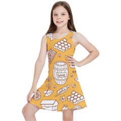 Vector-honey-element-doodle-seamless-pattern-with-beehive-beeke Kids  Lightweight Sleeveless Dress by Ket1n9