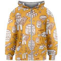 Vector-honey-element-doodle-seamless-pattern-with-beehive-beeke Kids  Zipper Hoodie Without Drawstring