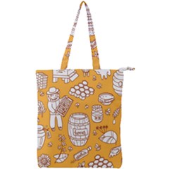 Vector-honey-element-doodle-seamless-pattern-with-beehive-beeke Double Zip Up Tote Bag by Ket1n9