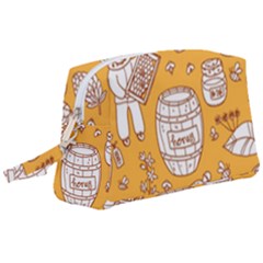 Vector-honey-element-doodle-seamless-pattern-with-beehive-beeke Wristlet Pouch Bag (large) by Ket1n9