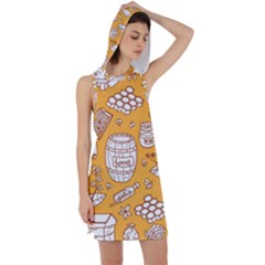 Vector-honey-element-doodle-seamless-pattern-with-beehive-beeke Racer Back Hoodie Dress by Ket1n9