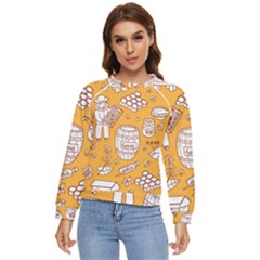 Vector-honey-element-doodle-seamless-pattern-with-beehive-beeke Women s Long Sleeve Raglan T-shirt