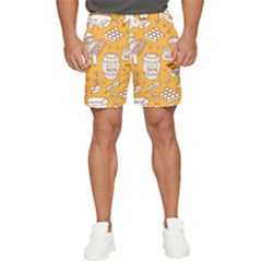 Vector-honey-element-doodle-seamless-pattern-with-beehive-beeke Men s Runner Shorts by Ket1n9