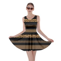 Set-antique-greek-borders-seamless-ornaments-golden-color-black-background-flat-style-greece-concept Skater Dress by Ket1n9