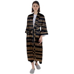 Set-antique-greek-borders-seamless-ornaments-golden-color-black-background-flat-style-greece-concept Maxi Satin Kimono by Ket1n9