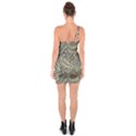 Brown Vintage Background Vintage Floral Pattern One Shoulder Ring Trim Bodycon Dress View2