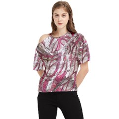 Abstract Blend One Shoulder Cut Out T-shirt by kaleidomarblingart