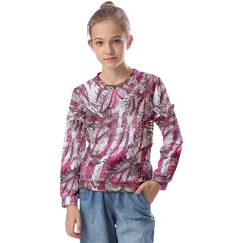 Abstract Blend Kids  Long Sleeve T-shirt With Frill  by kaleidomarblingart