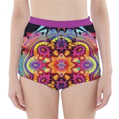 Pink Florales Muster High-waisted Bikini Bottoms