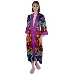 Pink Florales Muster Maxi Satin Kimono by 2607694c