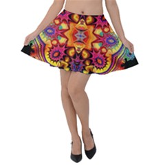 Florales Muster Velvet Skater Skirt