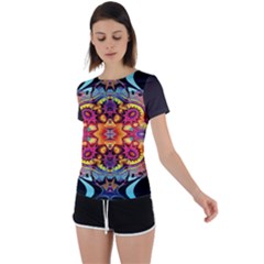 Florales Muster Back Circle Cutout Sports T-shirt