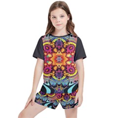 Florales Muster Kids  T-shirt And Sports Shorts Set