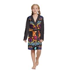 Florales Muster Kids  Long Sleeve Velvet Lounge Robe