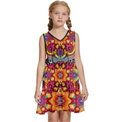 Florales Muster Kids  Sleeveless Tiered Mini Dress