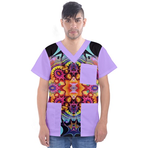 Pink Florales Muster Men s V-neck Scrub Top by 2607694c