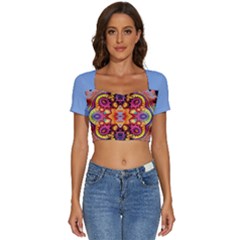 Blume Abstrakt Short Sleeve Square Neckline Crop Top  by 2607694c