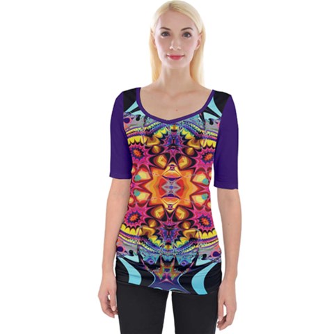 Lila Floral Blume Wide Neckline T-shirt by 2607694c