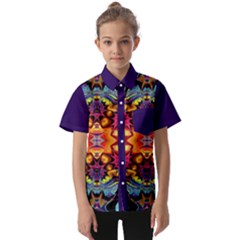 Lila Floral Blume Kids  Short Sleeve Shirt by 2607694c