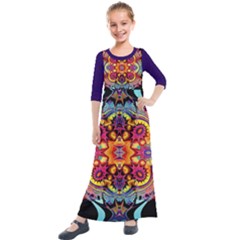 Lila Floral Blume Kids  Quarter Sleeve Maxi Dress by 2607694c